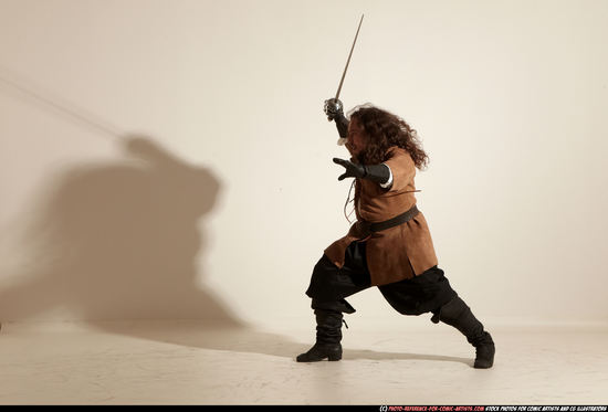 Man Adult Average White Fighting with sword Moving poses Army