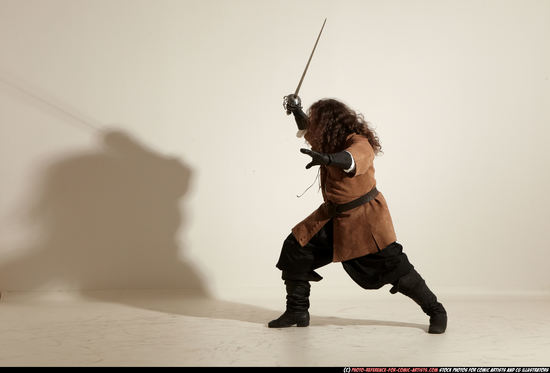 Man Adult Average White Fighting with sword Moving poses Army