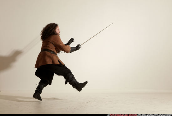 Man Adult Average White Fighting with sword Moving poses Army