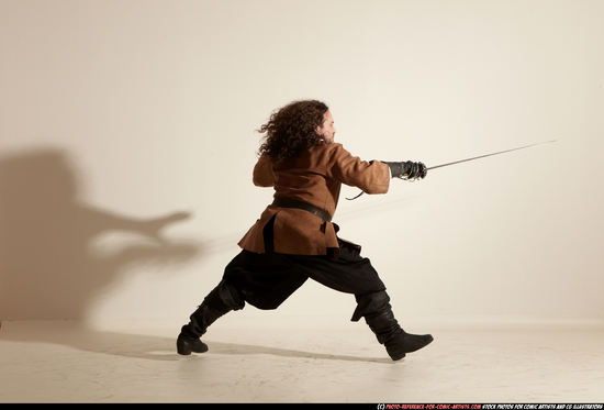 Man Adult Average White Fighting with sword Moving poses Army