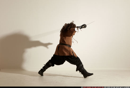 Man Adult Average White Fighting with sword Moving poses Army