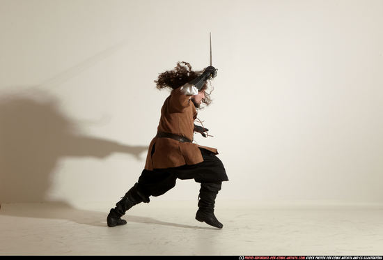 Man Adult Average White Fighting with sword Moving poses Army