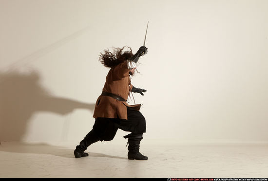 Man Adult Average White Fighting with sword Moving poses Army