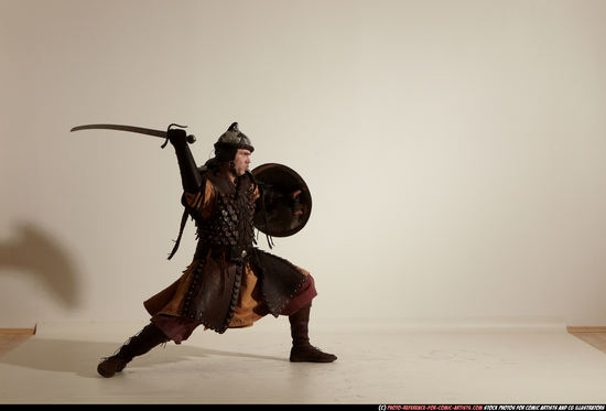 Man Adult Average White Fighting with sword Moving poses Army