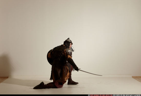 Man Adult Average White Fighting with sword Moving poses Army