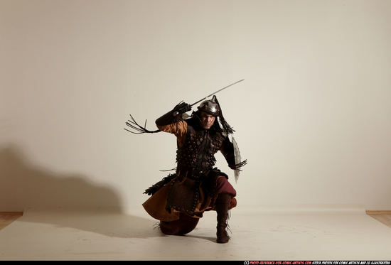 Man Adult Average White Fighting with sword Moving poses Army