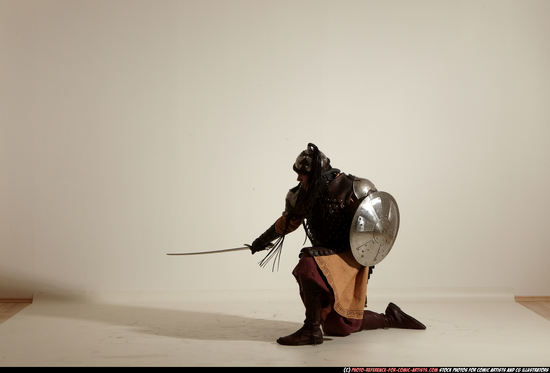 Man Adult Average White Fighting with sword Moving poses Army