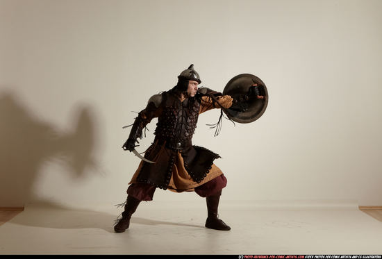 Man Adult Athletic White Fighting with sword Moving poses Army