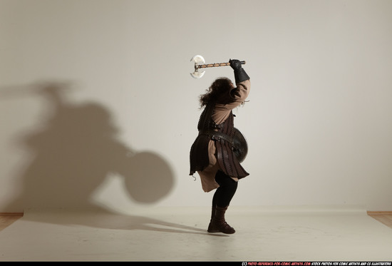 Man Adult Chubby White Fighting with sword Moving poses Army