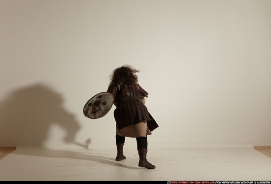 Man Adult Chubby White Fighting with sword Moving poses Army