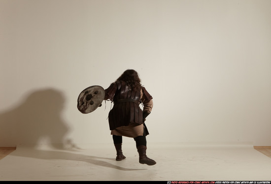 Man Adult Chubby White Fighting with sword Moving poses Army