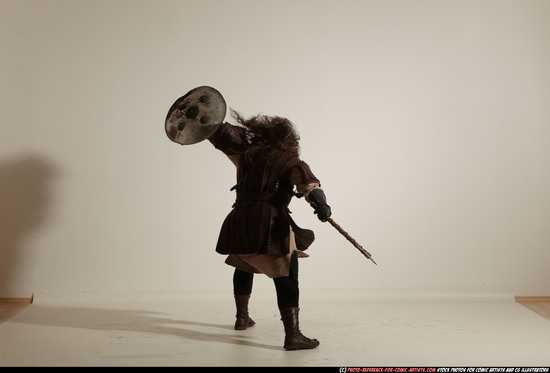 Man Adult Chubby White Fighting with sword Moving poses Army