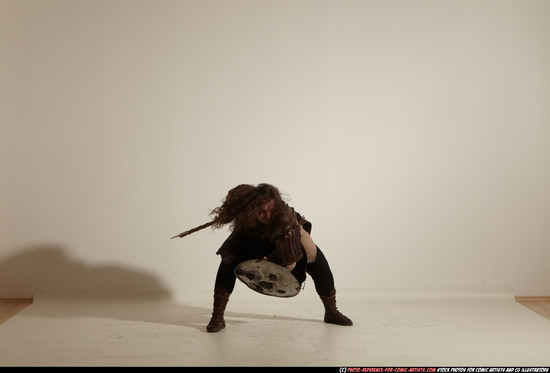 Man Adult Chubby White Fighting with sword Moving poses Army