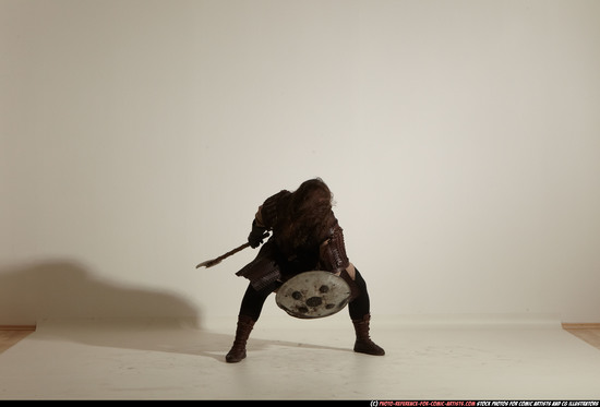 Man Adult Chubby White Fighting with sword Moving poses Army