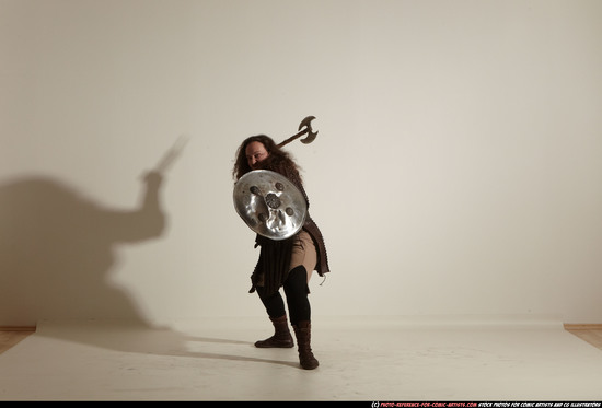 Man Adult Chubby White Fighting with sword Moving poses Army