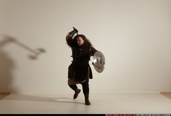 Man Adult Chubby White Fighting with sword Moving poses Army