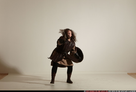 Man Adult Chubby White Fighting with sword Moving poses Army