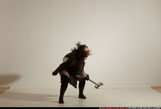 Man Adult Chubby White Fighting with sword Moving poses Army