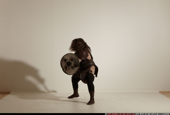 Man Adult Chubby White Fighting with sword Moving poses Army