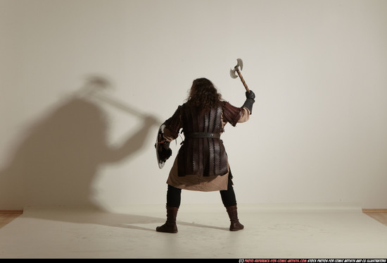 Man Adult Chubby White Fighting with sword Moving poses Army