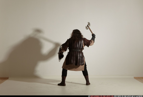 Man Adult Chubby White Fighting with sword Moving poses Army