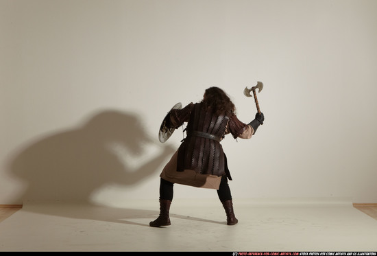 Man Adult Chubby White Fighting with sword Moving poses Army