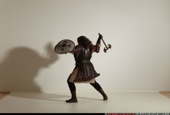 Man Adult Chubby White Fighting with sword Moving poses Army