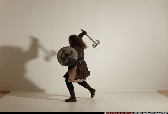 Man Adult Chubby White Fighting with sword Moving poses Army