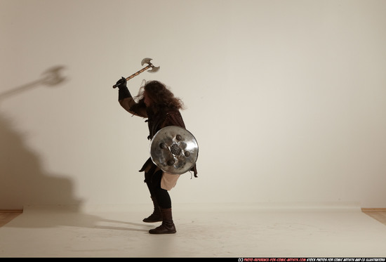 Man Adult Chubby White Fighting with sword Moving poses Army