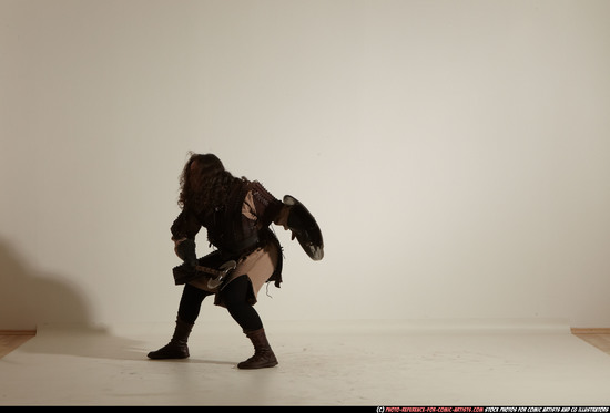 Man Adult Chubby White Fighting with sword Moving poses Army