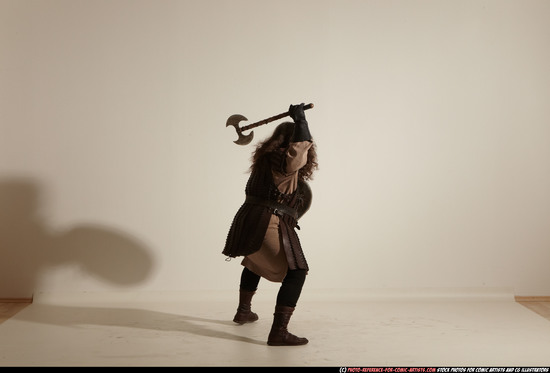 Man Adult Chubby White Fighting with sword Moving poses Army