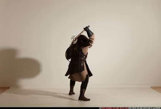 Man Adult Chubby White Fighting with sword Moving poses Army