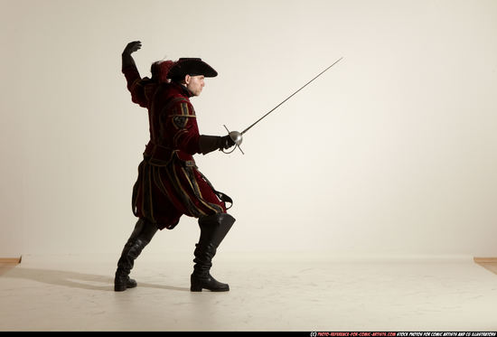 Man Adult Average White Fighting with sword Moving poses Army