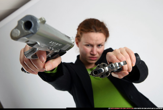 Woman Adult Average White Fighting with gun Standing poses Business