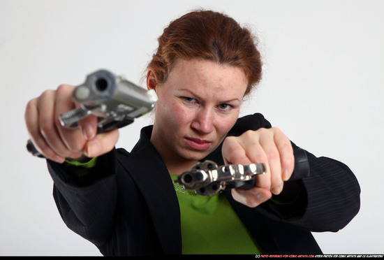 Woman Adult Average White Fighting with gun Standing poses Business