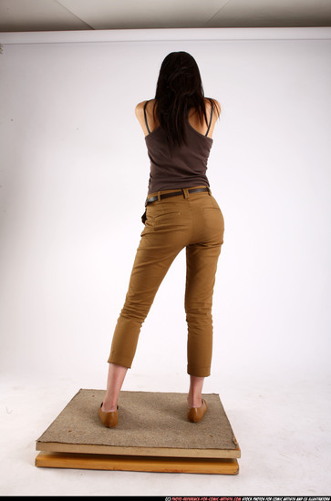 Woman Young Athletic Fighting with gun Standing poses Casual Asian