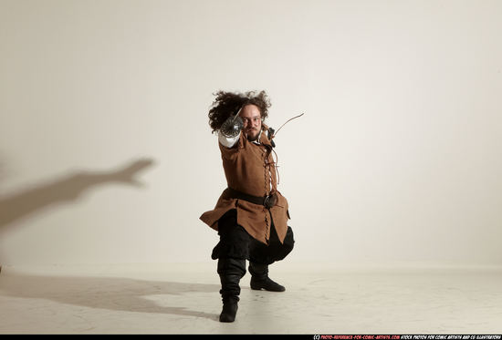 Man Adult Chubby White Fighting with sword Moving poses Army