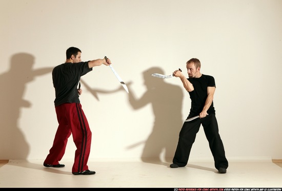 Adult Athletic White Martial art Moving poses Sportswear Men