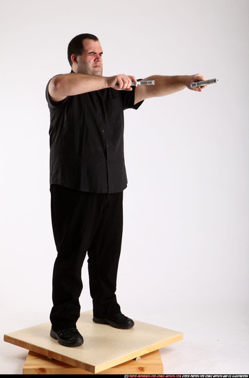 Man Adult Chubby White Fighting with gun Standing poses Casual