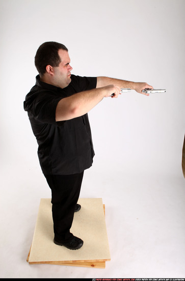 Man Adult Chubby White Fighting with gun Standing poses Casual