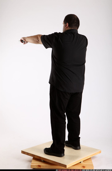 Man Adult Chubby White Fighting with gun Standing poses Casual