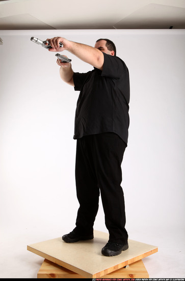 Man Adult Chubby White Fighting with gun Standing poses Casual