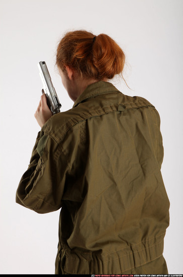 Woman Adult Athletic White Fighting with gun Standing poses Army