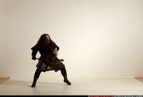 Man Adult Average White Fighting with sword Moving poses Army