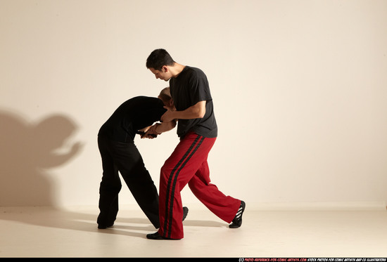 Adult Athletic White Martial art Moving poses Sportswear Men