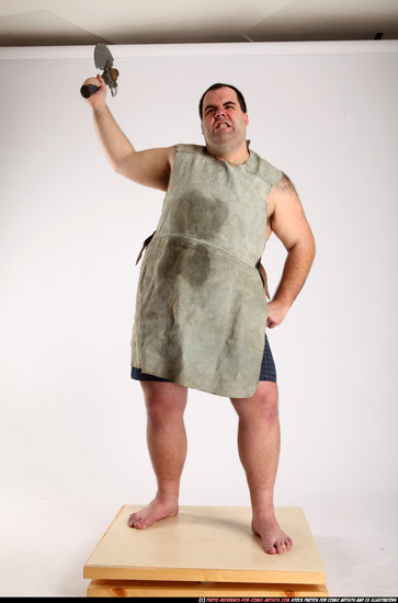 Man Adult Chubby White Fighting with sword Standing poses Army