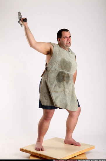 Man Adult Chubby White Fighting with sword Standing poses Army