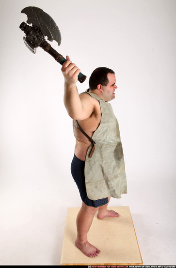 Man Adult Chubby White Fighting with sword Standing poses Army