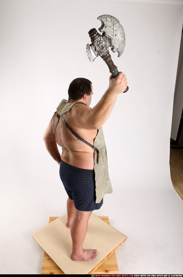 Man Adult Chubby White Fighting with sword Standing poses Army