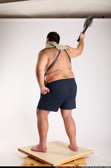 Man Adult Chubby White Fighting with sword Standing poses Army